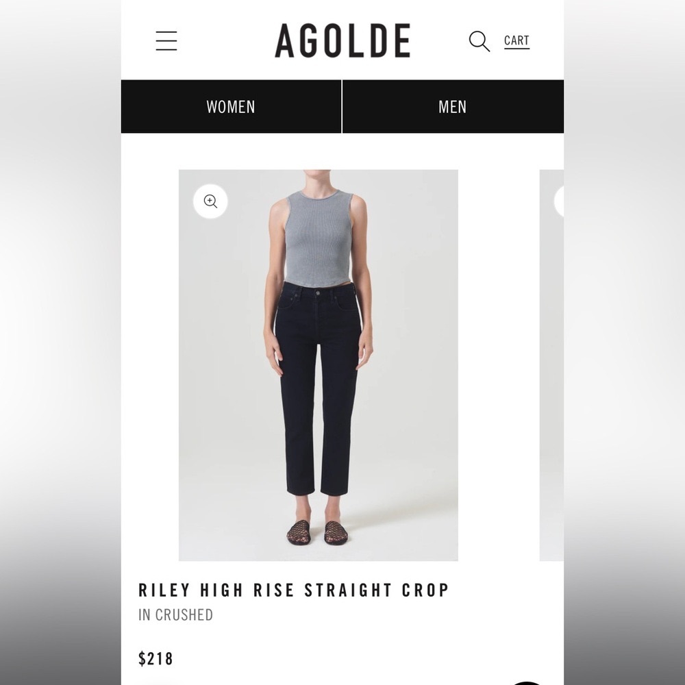 Black AGOLDE Riley high rise straight crop jeans
